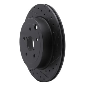 Subaru Impreza Brake Rotor (1) - Rear Right - R1 Concepts - Drilled & Slotted - Black - `08-`20